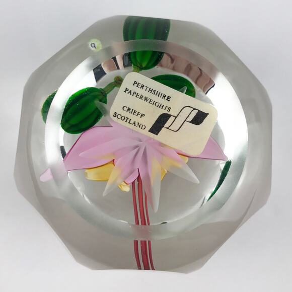 Perthshire 1987C Theobroma Cacao Flower Scallop Faceted Lampwork Paperweight COA - Picture 3 of 16